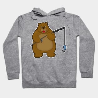 Bear at Fishing with Fishing rod & Fish Hoodie